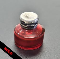 Small Victorian Ruby Glass & Silver Top Vinaigrette Smelling Salts