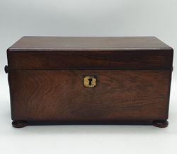 Antique Georgian Wooden Tea Caddy With Twin Compartment