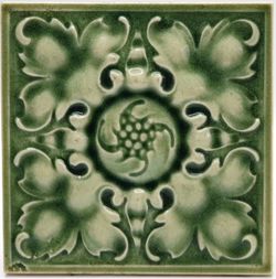 Antique Fireplace Tile Moulded Majolica Floral Design By Pilkington C1897