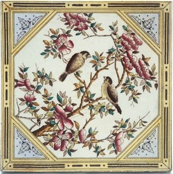 Victorian Fireplace Tile Bird & Flowers by T. G. & F. Booth AE1