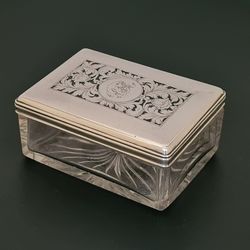 Victorian Sterling Silver & Cut Glass Vanity Box by Frances Douglas London 1844