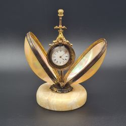 Antique Brass and Mother Of Pearl Watch Stand Holder
