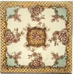 Antique Fireplace Tile Transfer Print & Tint Floral T & R Boote Ltd C1900