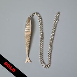 Sterling Silver Articulated Fish Pendant On Chain Necklace