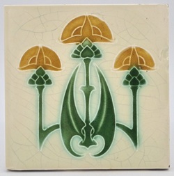 Antique Fireplace Tile Majolica Gothic Design By Rhodes Tile Co 1906