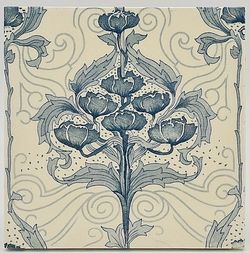 Antique Fireplace Tile Floral Design Minton China Works 1898