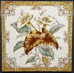 Antique Fireplace Tile Lilies by The Decorative Art Tile Co C1880